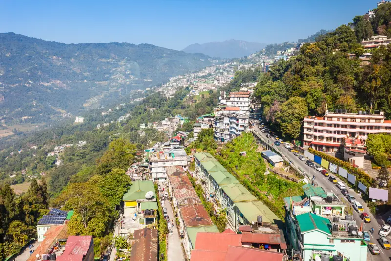 Gangtok ropeway and city landscape in Sikkim