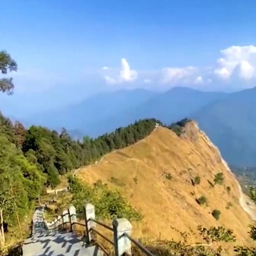 Tarey Bhir ridge and mountain views at Sadam Hills, Namchi, Sikkim