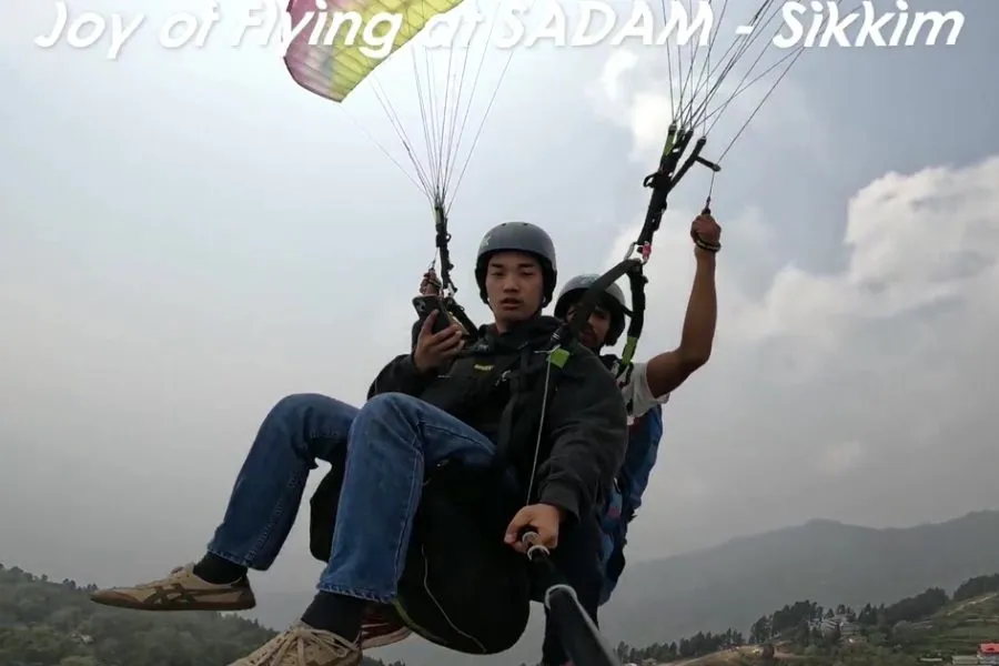 Tandem paragliding adventure at Sadam Hills in South Sikkim